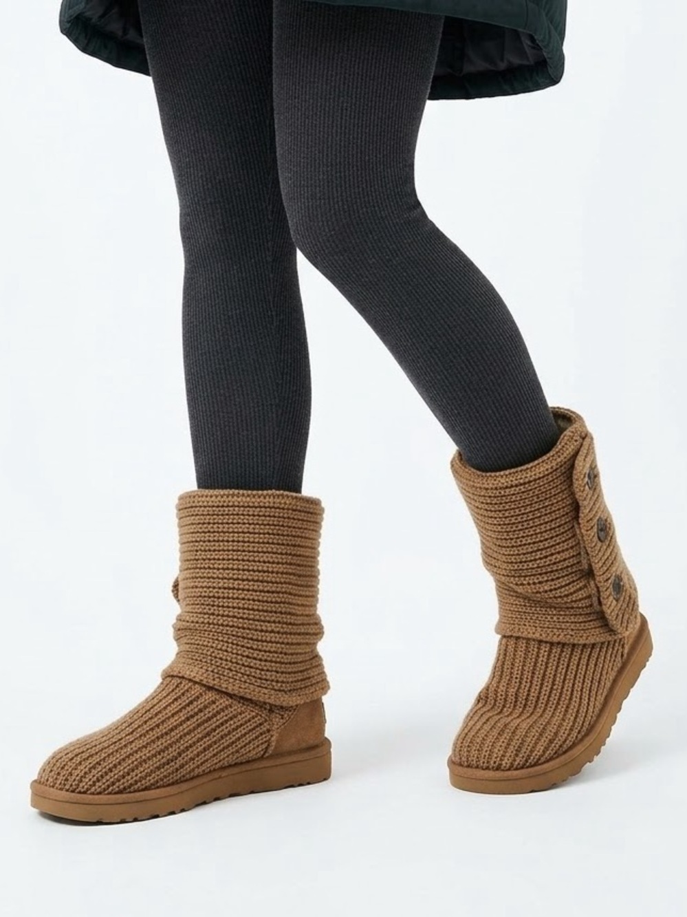 UGG | CARDY KNIT FOLD OVER SLOUCH BOOT IN TAN BEIGE
